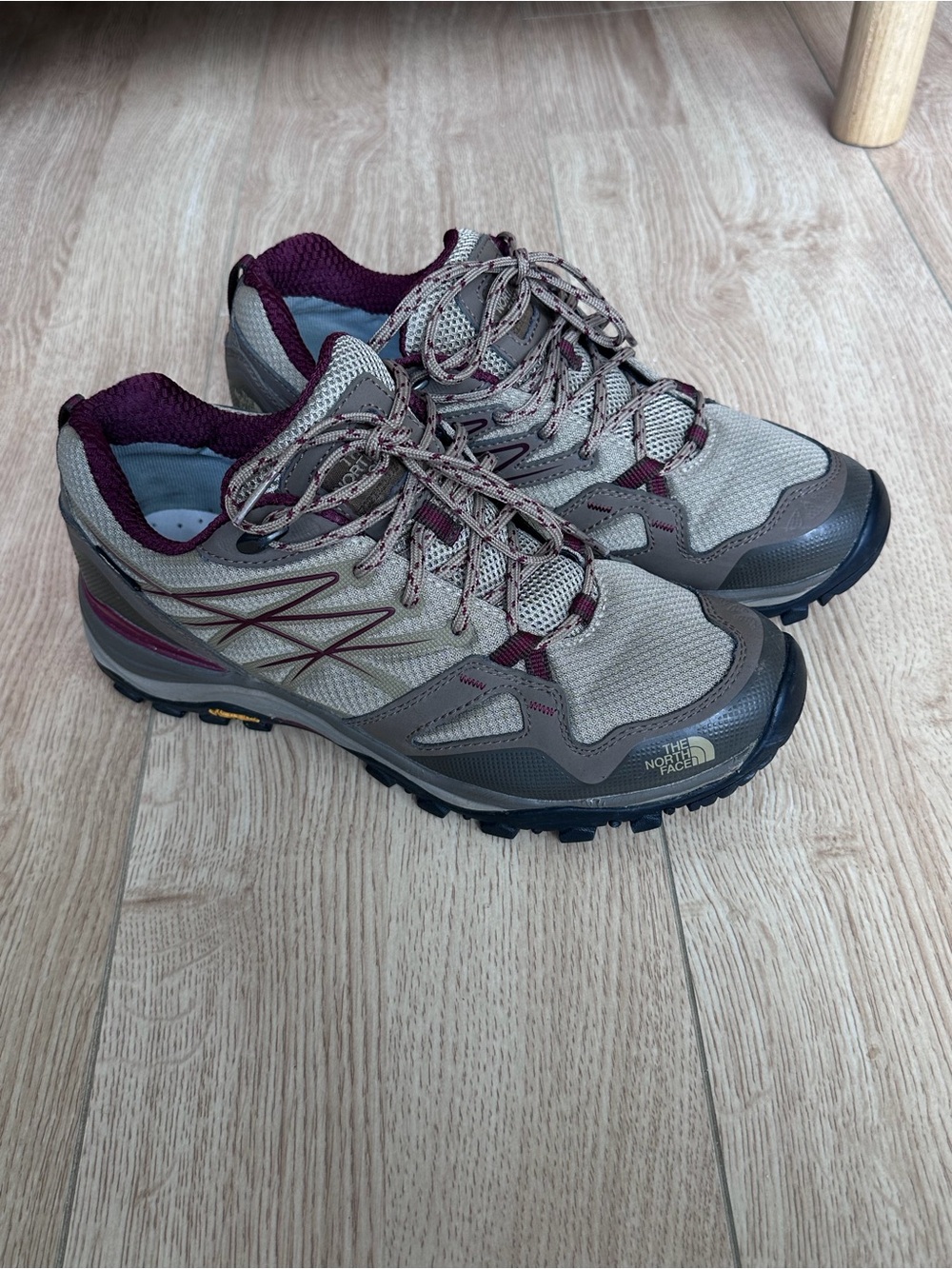 The North Face Women's Taupe and Burgundy Hiking Sneakers